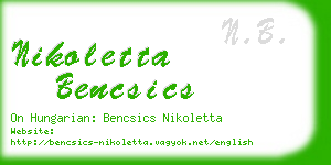 nikoletta bencsics business card